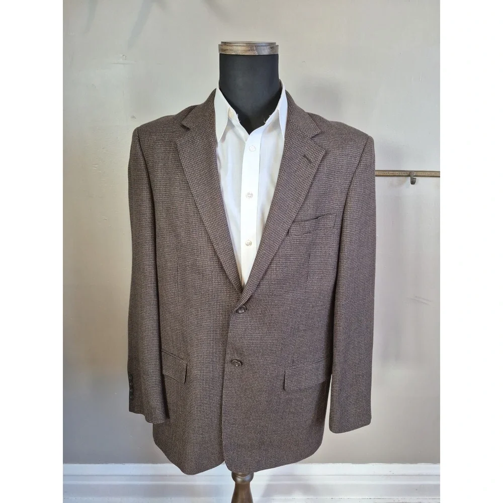 Pronto Uomo Mens Wool Sports Coat 42L Brown Check 2 Button Blazer Italy Style